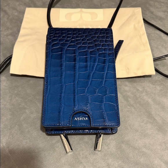 Ashya Other - Blue Croc-Embossed Unisex Bolo Bag